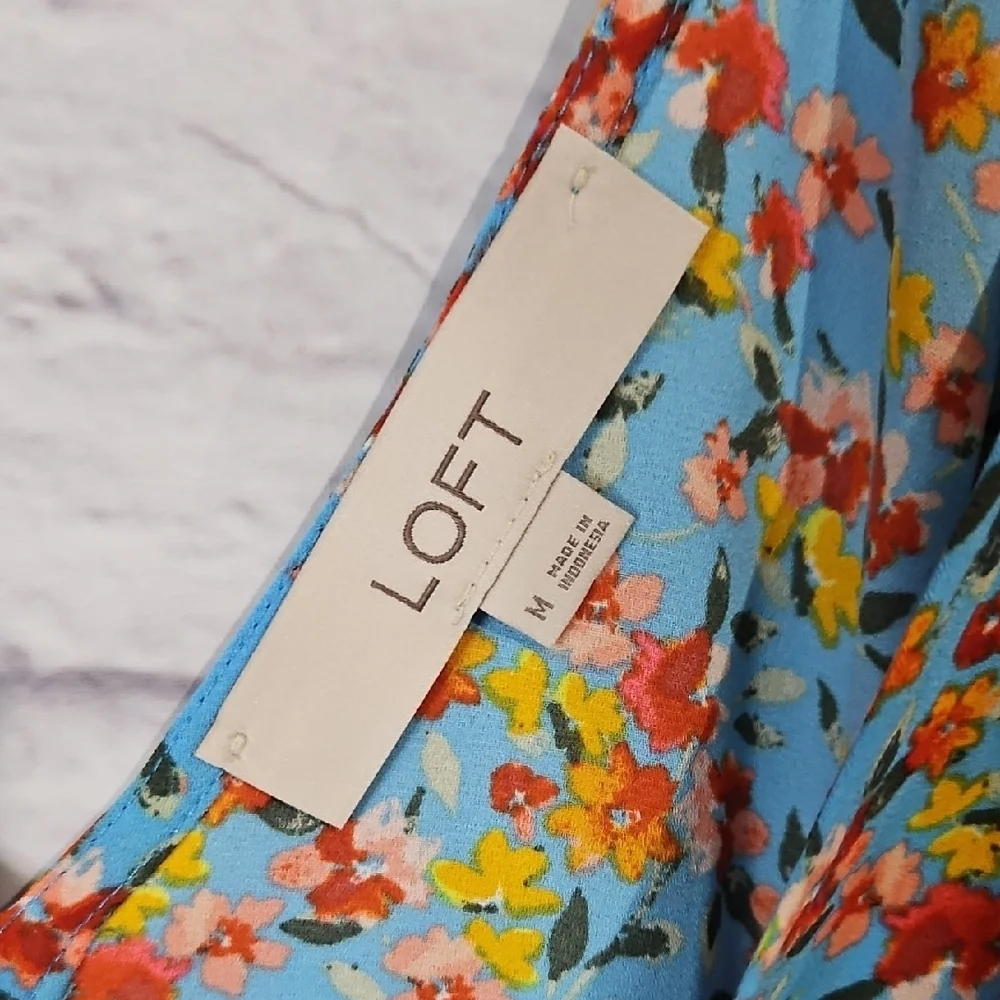 LOFT Multicolor Floral Ruffle Sleeve Blouse - Picture 4 of 7